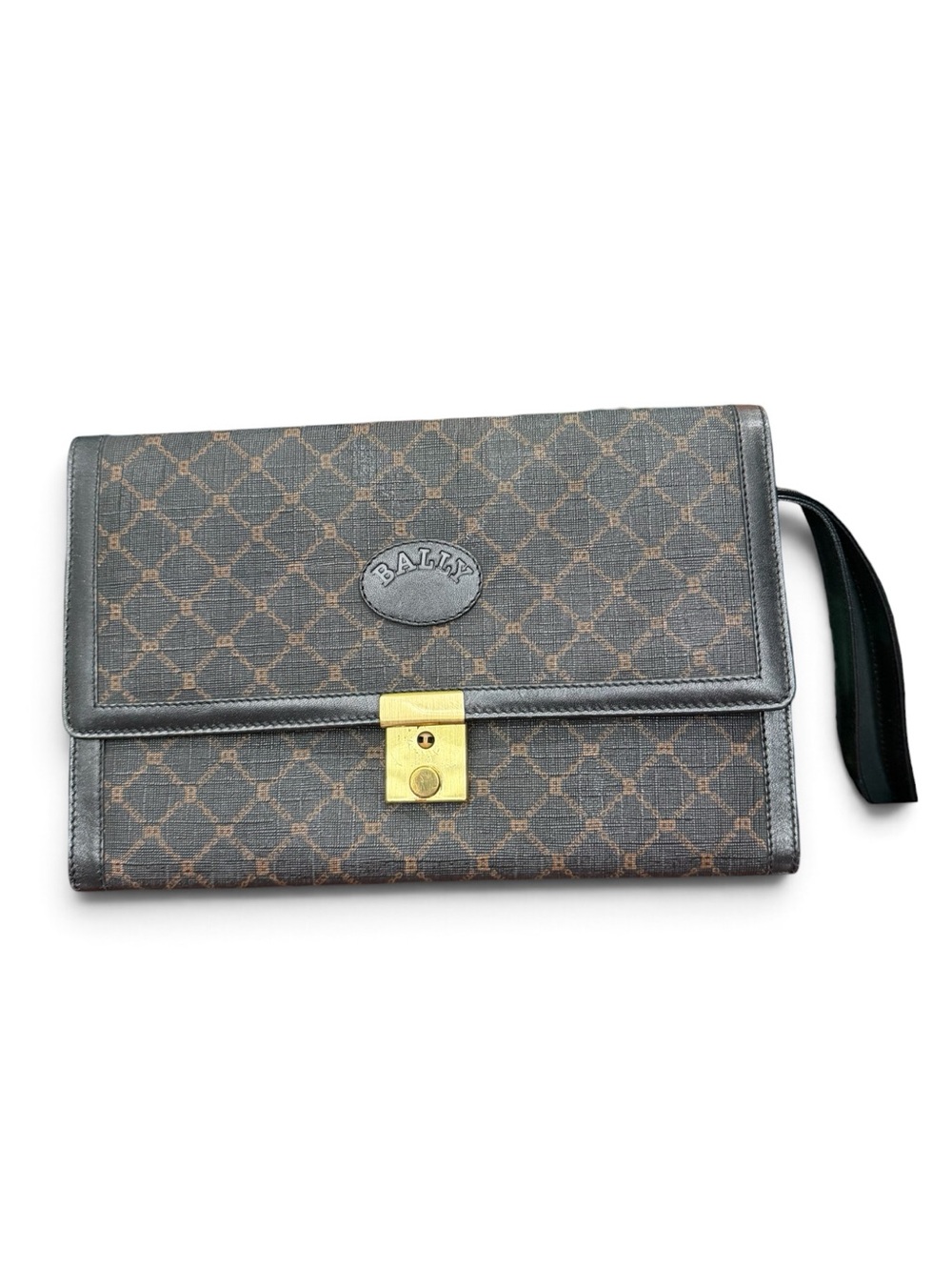 Vintage Bally Monogram Travel Organizer Clutch Wristlet Passport Wallet